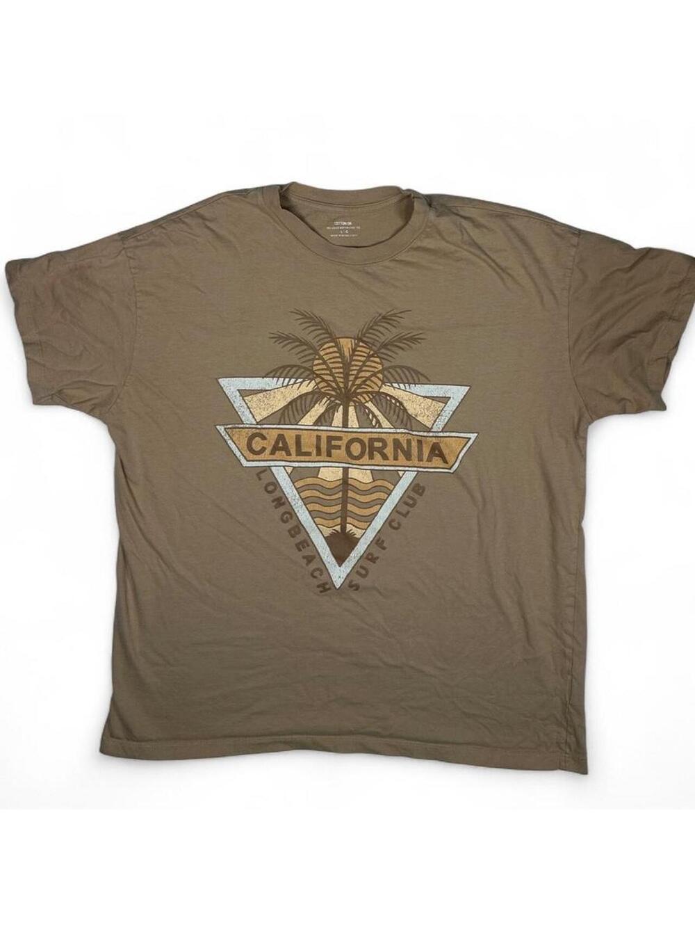 California Longbeach Surf Club Graphic T-Shirt Brown Size Large